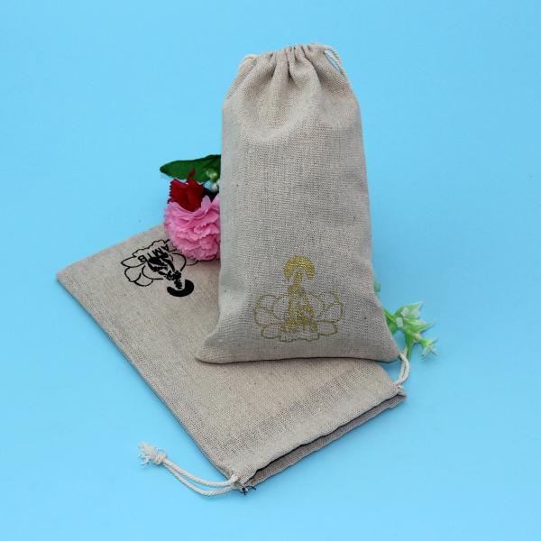Sac de cordon naturel de jute de la couleur 10x12cm de paquet de bijoux