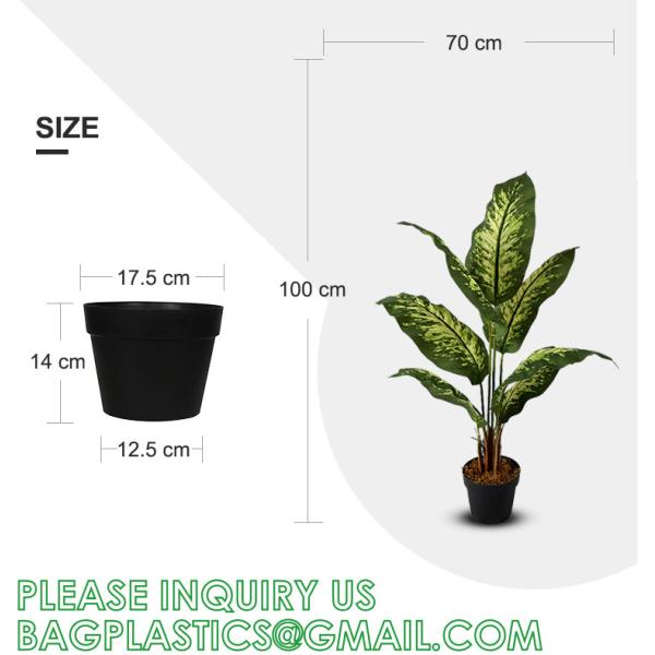 Artificial Green Dieffenbachia Plant 2 Pack - Faux Indoor Plant Spray - EverGreen Greenery For Home Or Office Decor