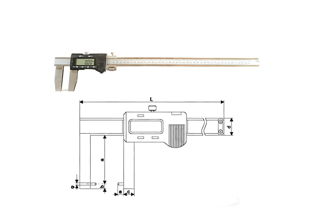 Cylindrical Tip 0-300mm/0-12" External Groove Electronic Caliper for Shaft &
