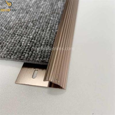 Shiny Coffee Carpet Edge Strip , Aluminum Carpet Trim With Gripper Fitting