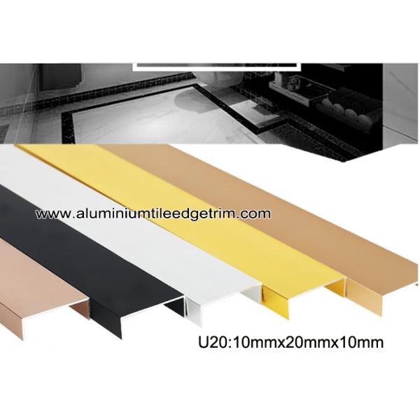 Aluminum U Shaped Brace Tile Edging Trim For Wall Decoration Lines U20mm