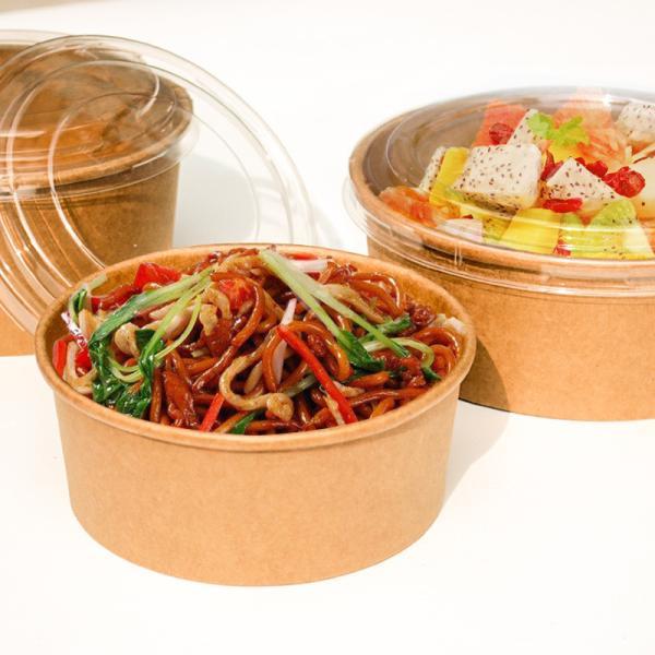 Disposable durable thickness warp up bowl for fast food to-go box fruit salad with clear lid