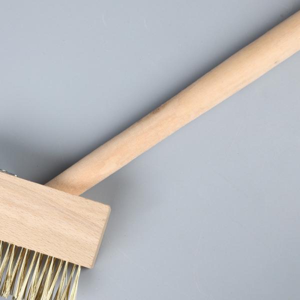 Steel Wire Weeding Brush With Special Hard Plated Copper Wire Brush Long Handle Solid Wood Garden Weeding Brush Floor Seam Brush