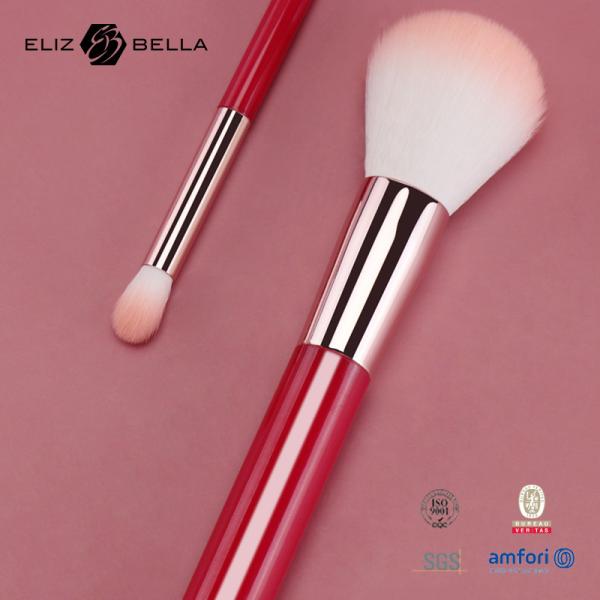 3pcs Logo Cosmetic Makeup Brush Set privado com o punho de madeira vermelho do cabelo sintético