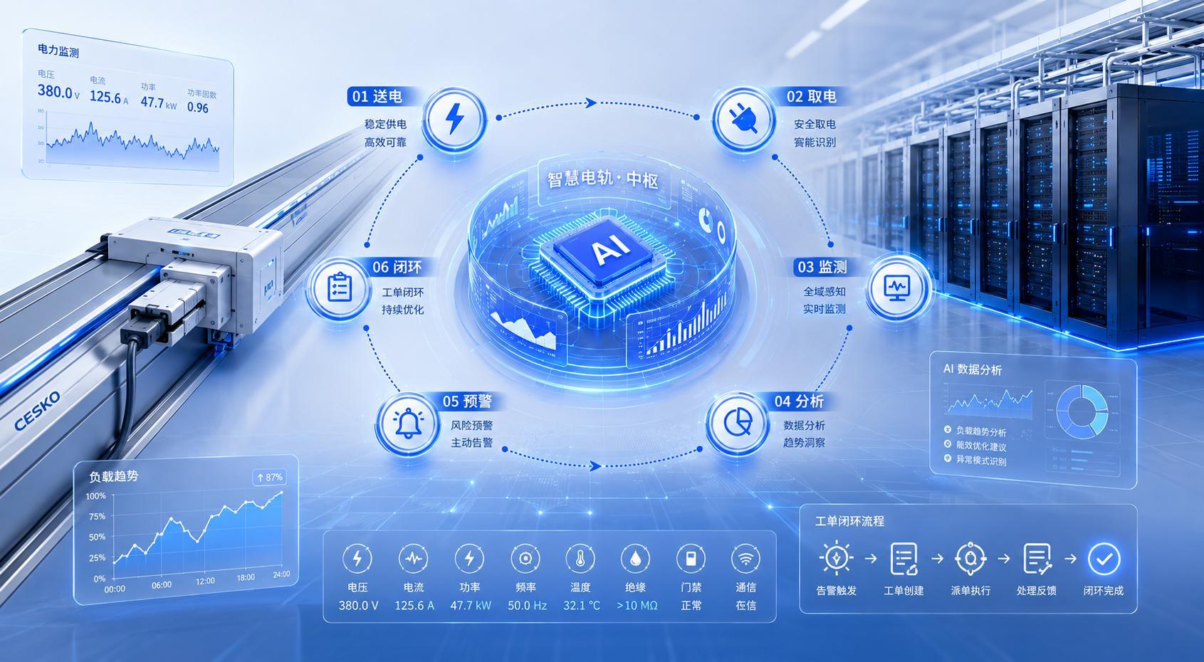 AI+ Intelligent Busway System with End-to-End Sensing, Edge Analytics, and Power Quality Insight for AI Data Centers