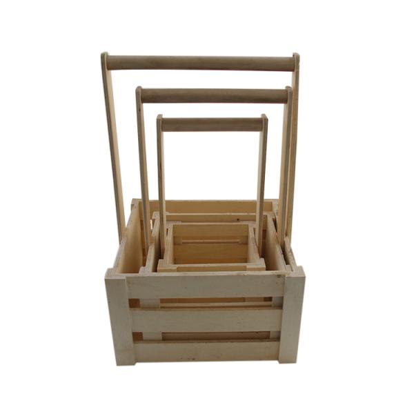 Custom Antique Wooden Pine Storage Baskets for Portable Fruit Organization