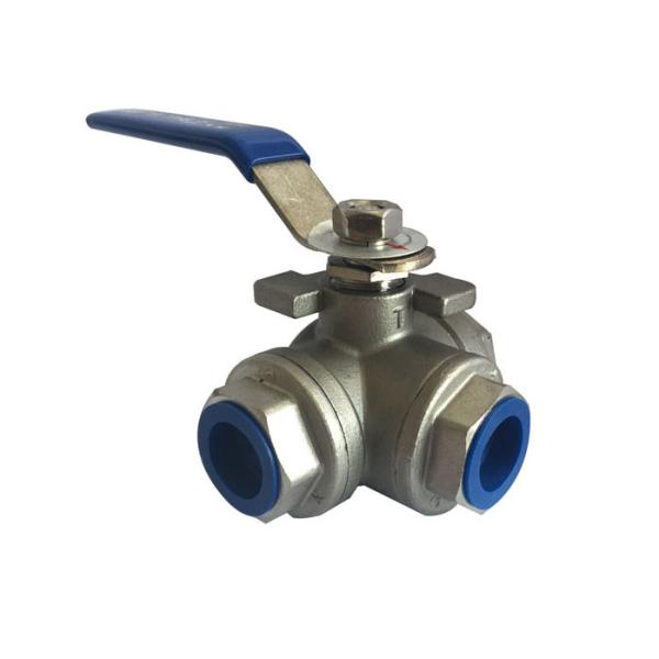 CF8M BSP 3 Way Ball Valve  L type  Female Threaded 6.3Mpa / 1000PSI