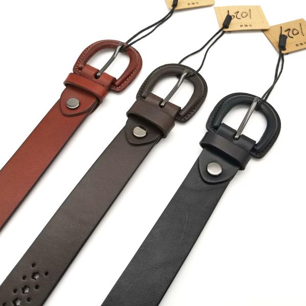 Multicolor Soft Leather Black Belt Womens Antiwear Cowhide Material