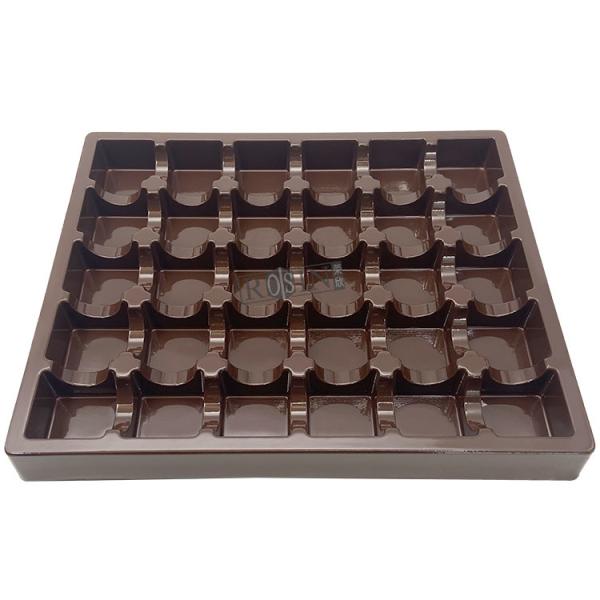 Brown Plastic Chocolate Packaging 30 Cavity Chocolate Blister Tray Disposable