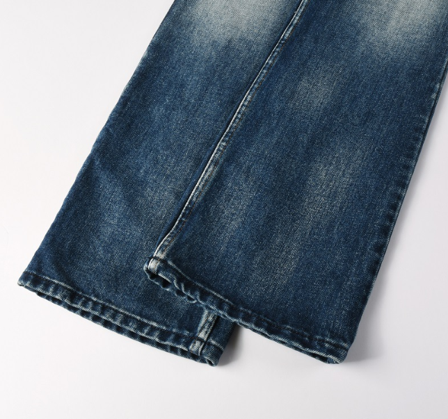 Vintage Washed Men's Jeans Flare Mid Rise Jeans With Whisker Detailing