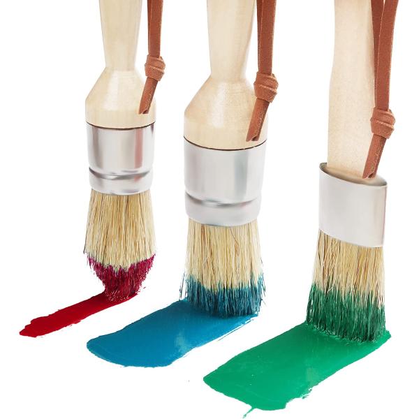 Pure Bristle Wax Paint Brush 3 PCS Round For Lime Paint Milk Paint