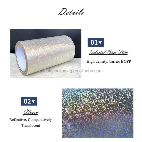 28 Microns Glitter BOPP Holograph Fluorographic Hot Lamination Film Glossy Roll
