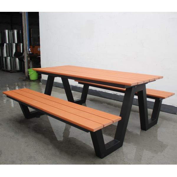 Hotel Restaurant Outdoor Dining Table With Bench , Park Wooden Outdoor Picnic Table With Benches