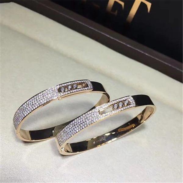 Luxury jewelry Mk Three drill sliding Diamonds bracelet 18k white gold yellow gold rose gold diamond bracelet