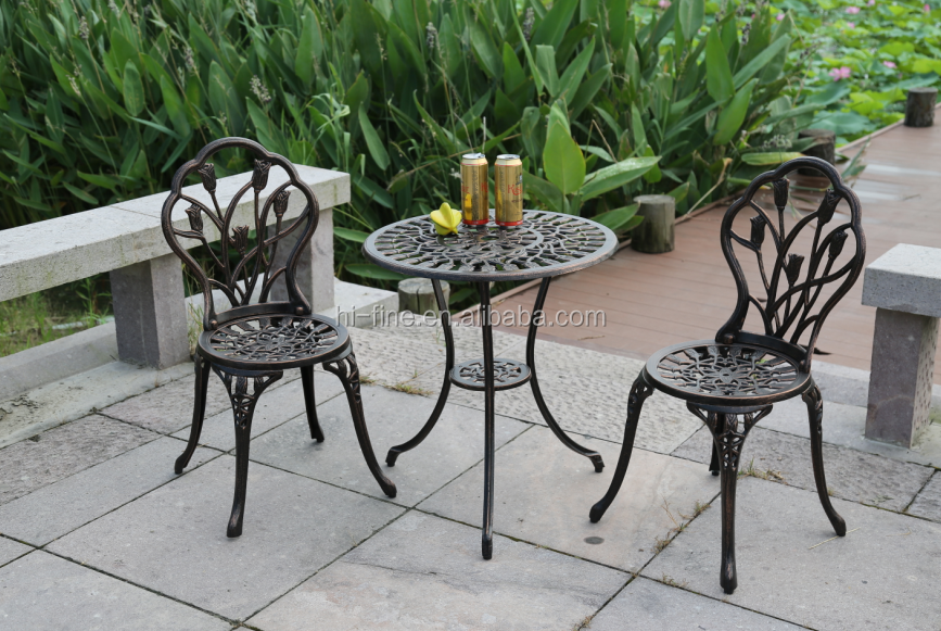 Patio Dining Furniture Antique Bronze Cast Aluminum Chairs.