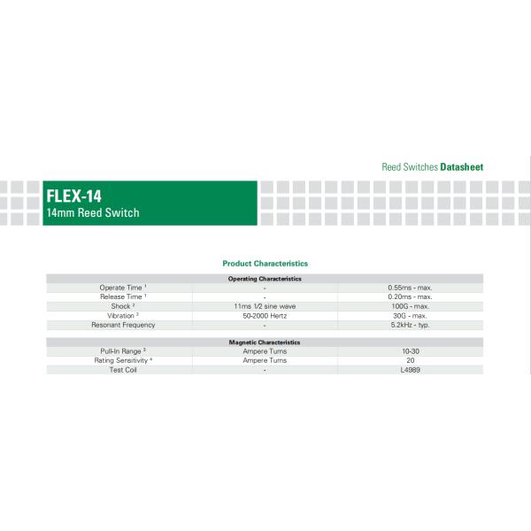 5.2 кГц Ред переключатели FLEX-14-Q4124 14-25-30 Суб - миниатюрные Обычно открытые Низкое сопротивление контакта меньше