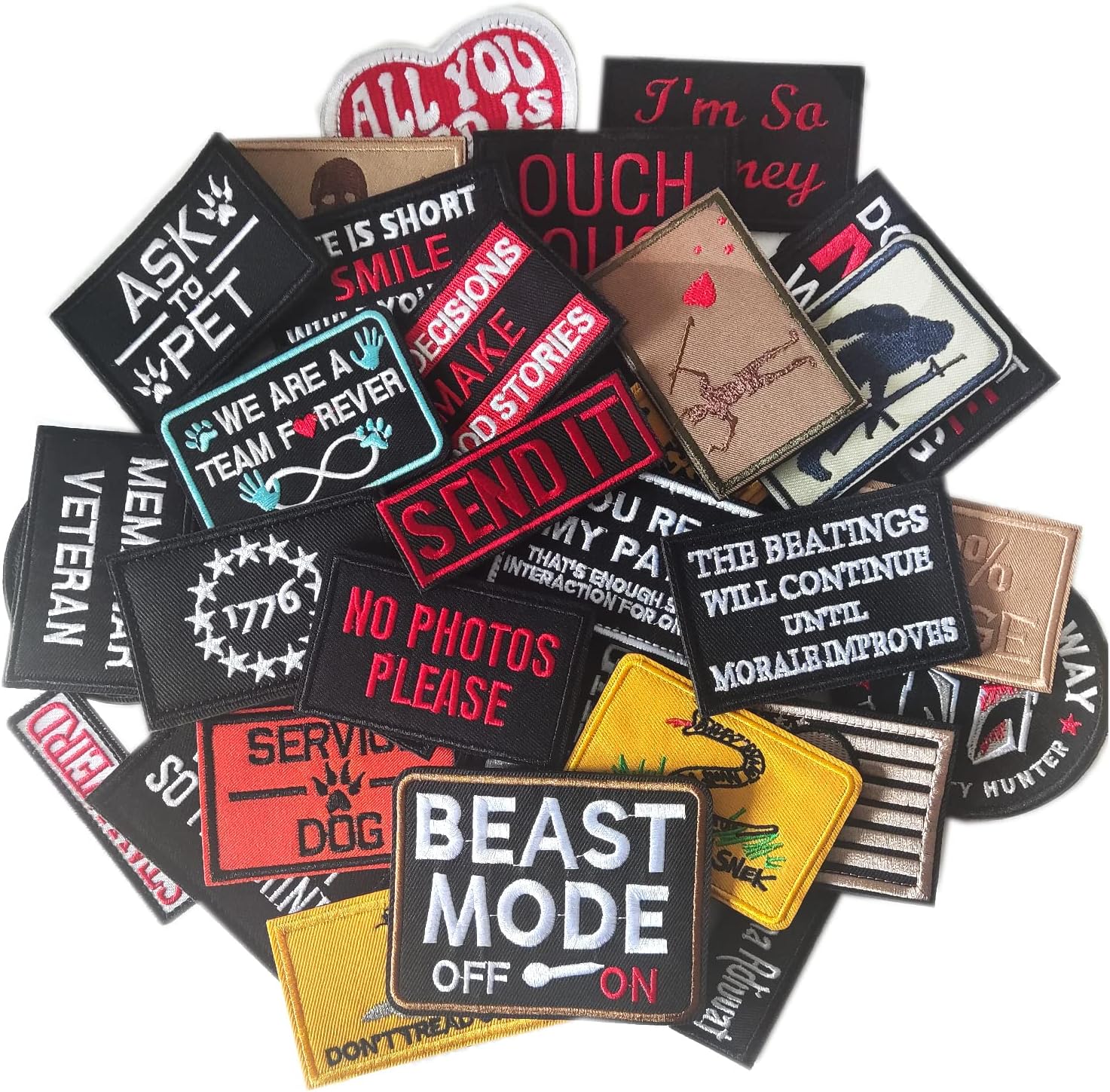 Allsize Custom Funny Patch Full Embroidery Loop and Hook Patches for Caps Backpacks Vest Harness Uniforms