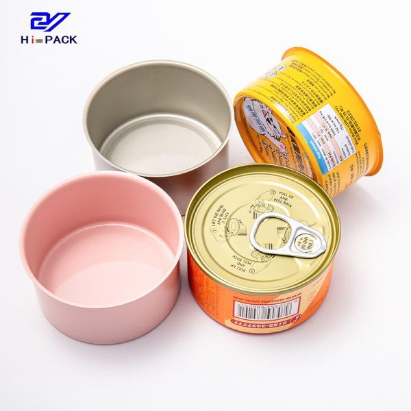 Rosa 80g Volume Alimento para animais de estimação latas Cães Alimento de lata redonda D65x34mm