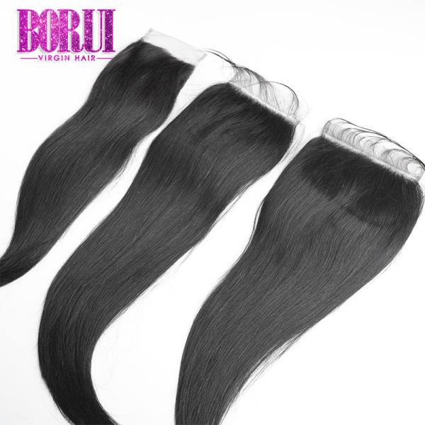 Estilo reto 5x5 6x6 do Virgin natural de Preplucked do fechamento do laço do cabelo humano da linha fina