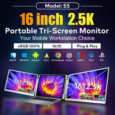 2.5K QHD Portable Monitor 16 Inch 178 Degree 16:10 Wide Display