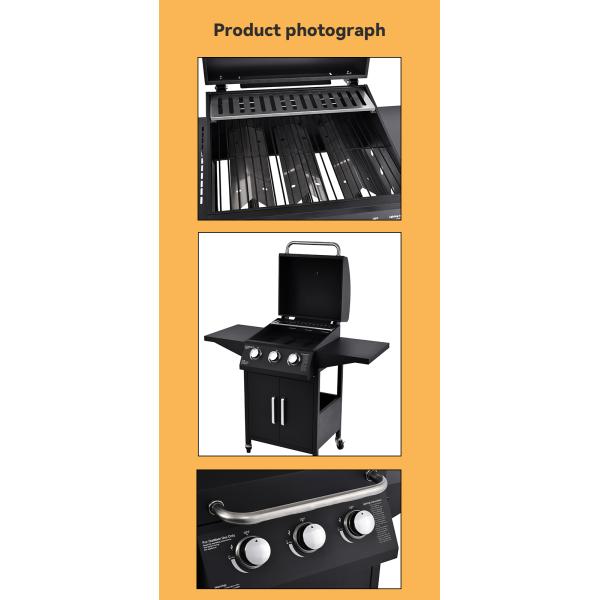 Порошок высокой температуры покрытый 3 горелки газовый гриль с 2 складной боковой панели природного газа