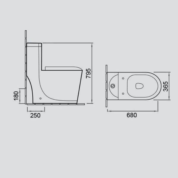 S Trap Bathroom Sanitary Wares 365x680x795mm Modern One Piece Toilets Orin OR3948