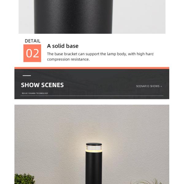 Night LED Lawn Lights Landscape park 100x100x600MM 7W 3000K Black