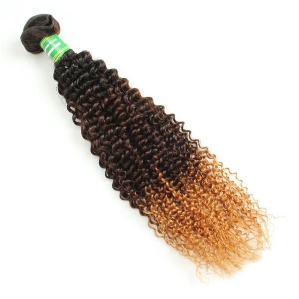 AAAAAAA Good Quality Human Hair Weft Kinky Curl Hair Extensions Ombre Colored