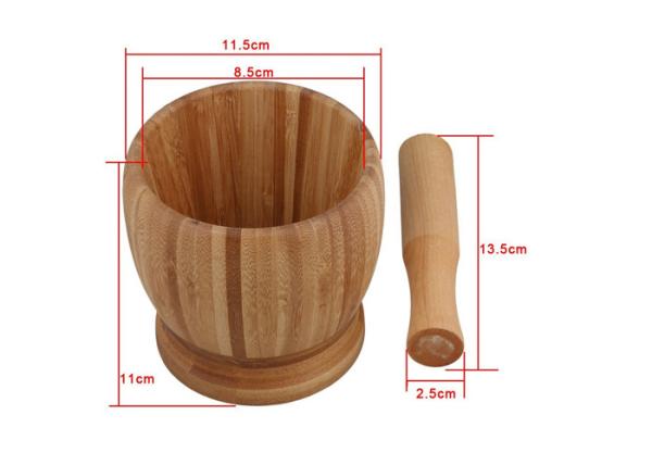 100% Medium Handmade Wooden Mortar & Pestle , Wooden Garlic Masher Non Stick