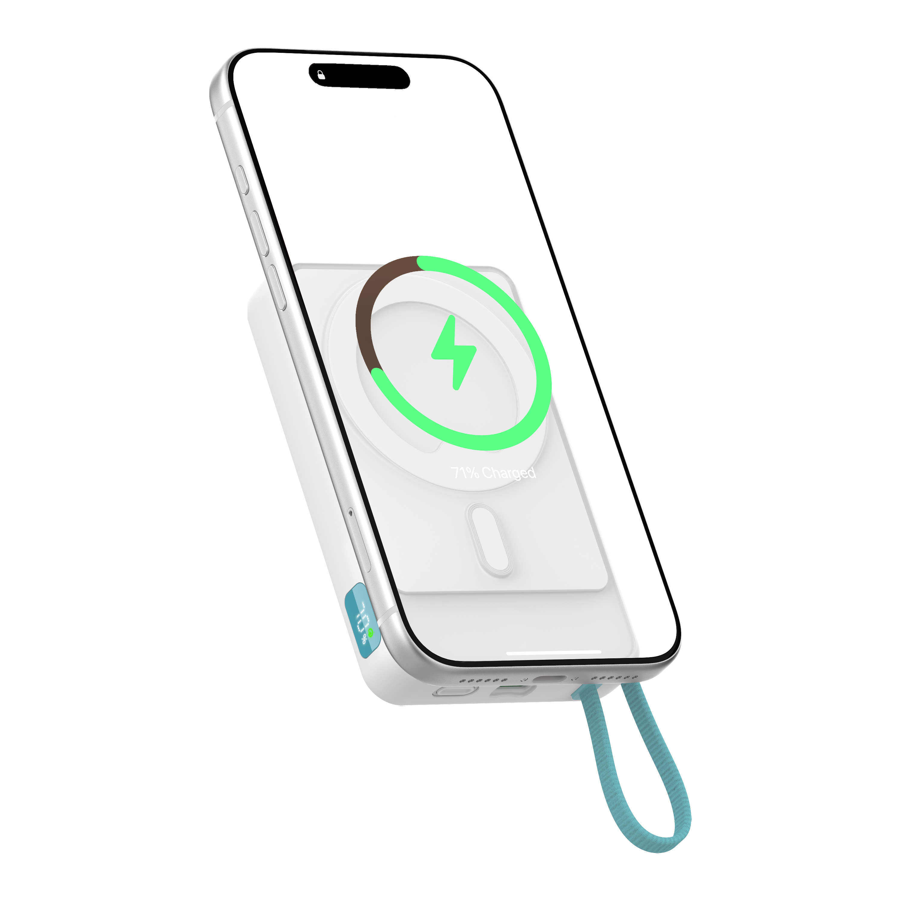 10000mAh Power Bank Multifunctional Portable Charger with Built in Type C Cable Wireless Charging for Apple Watch and Phones