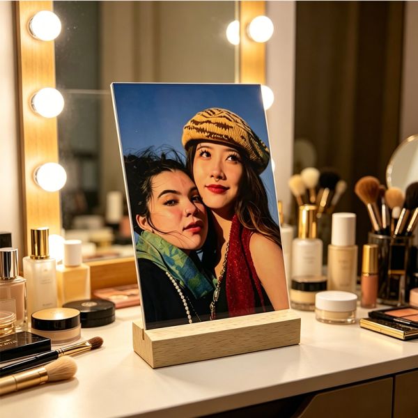 7inch 8inch Sublimation Aluminum Photo Frame Bamboo Base Blanks Custom Metal Picture Frames