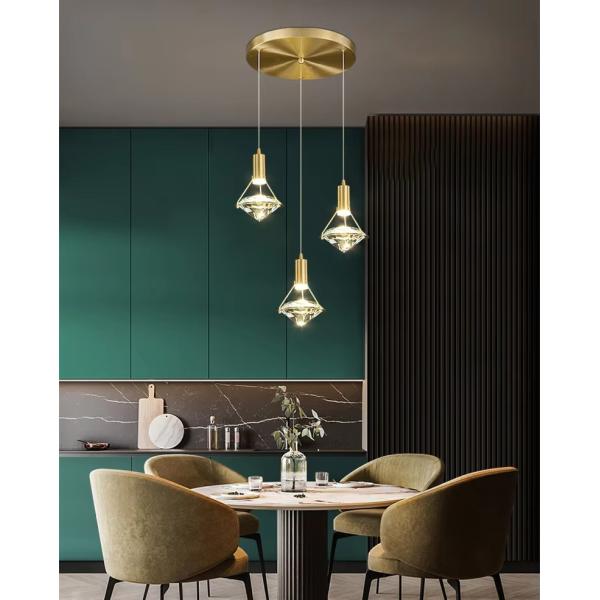 Nordic Luxury Modern Indoor Hotel Villa Restaurant Diamondshape Decorative Creative Crystal Pendant Light