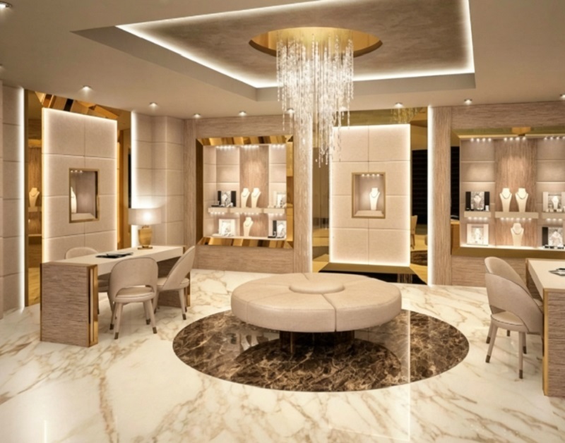 Luxury Modern White Jewelry Display Cabinet, Premium Glass Showcase for High-End Jewelry Retail
