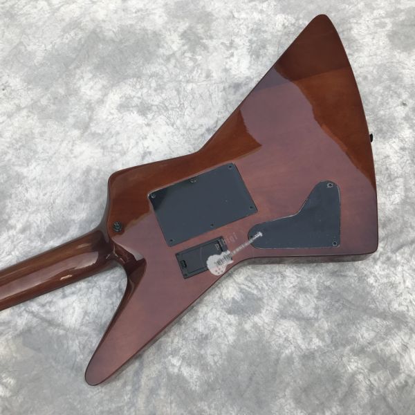 Custom Electric Guitar Brown Rosewood Top Covered Maple Fingerboard 7 Strings Double Swing Customizable Logo