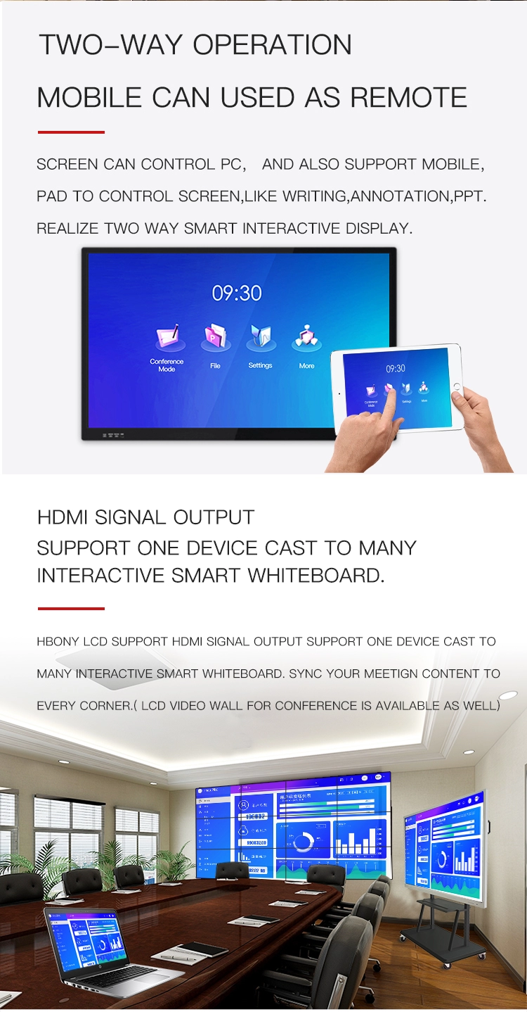 Все в одной 65 75 86 портативной машинке LCD взаимодействующей цифров Whiteboard преподавательства дюйма умной