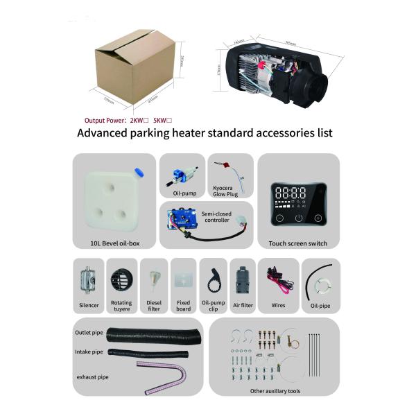 Semi-Closed Controller 12V 24V 2KW 5KW Truck Diesel Air Parking Heater With Touch Screen Switch