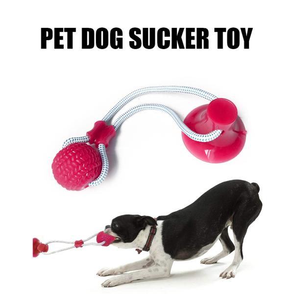 Pet Dog Self Play Tug Pull Force Vent Durable Strong Teeth Cleaning Suction Cup TPR