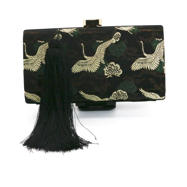 Embroidered Fabric Evening Clutch Handbag Crane Pattern For Women ODM