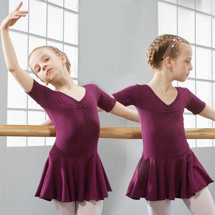 Children's cotton and spandex dance clothing Summer baby girl uniforms short sleeve ballet dance dress