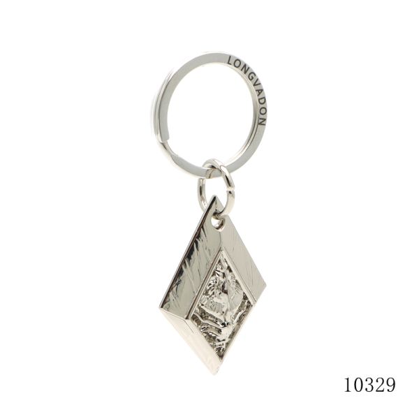 Rhombus Metal Logo Tag 3D Metal Key Ring Tags 30mm Nickel Plated