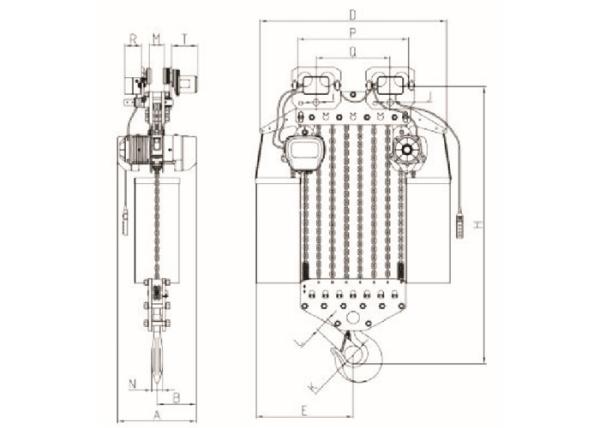 Standard Headroom Electric Chain Hoist 25 Ton Capacity With Electric Trolley