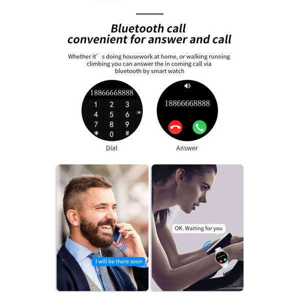 Музыкальный плеер Мужские наручные ЭКГ Смарт-часы 240 * 240 Экран 316L Корпус из нержавеющей стали