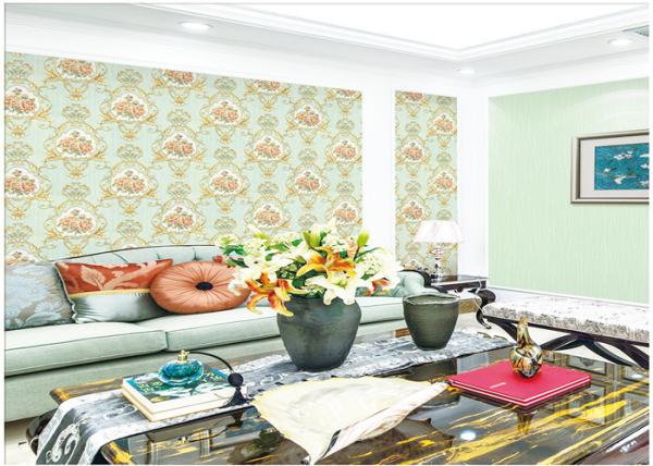 Deep Embossed Contemporary Damask Wallpaper Washable For Lounge Room