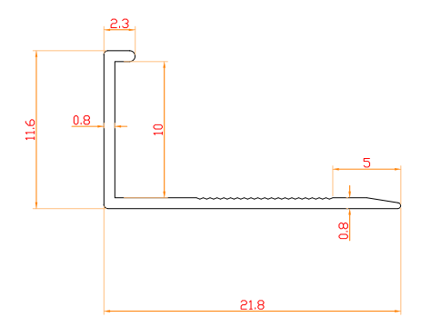 L сформировал отделку плитки края алюминиевого штранг-прессования прямую с высотой отверстий 10mm