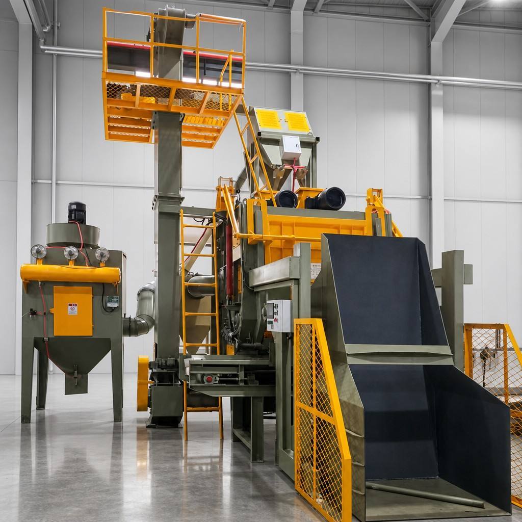 Automatic Loading Q326 Tumble Belt Shot Blaster, Industrial Batch Cleaning System for Metal Surface Preparation and Deburring