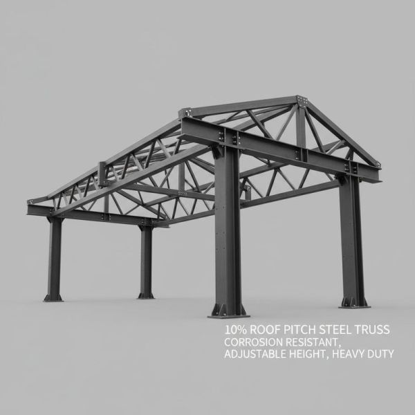 10% Roof Pitch Steel Structure Truss with Corrosion Resistance and Customizable Height for Heavy Duty Applications