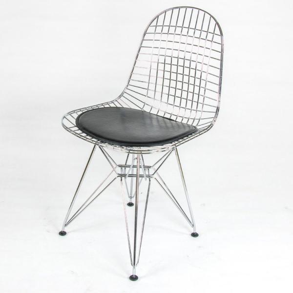 Indoor Outdoor Furniture Metal Frame Dining Chair PU Leather Gold Wire Chairs