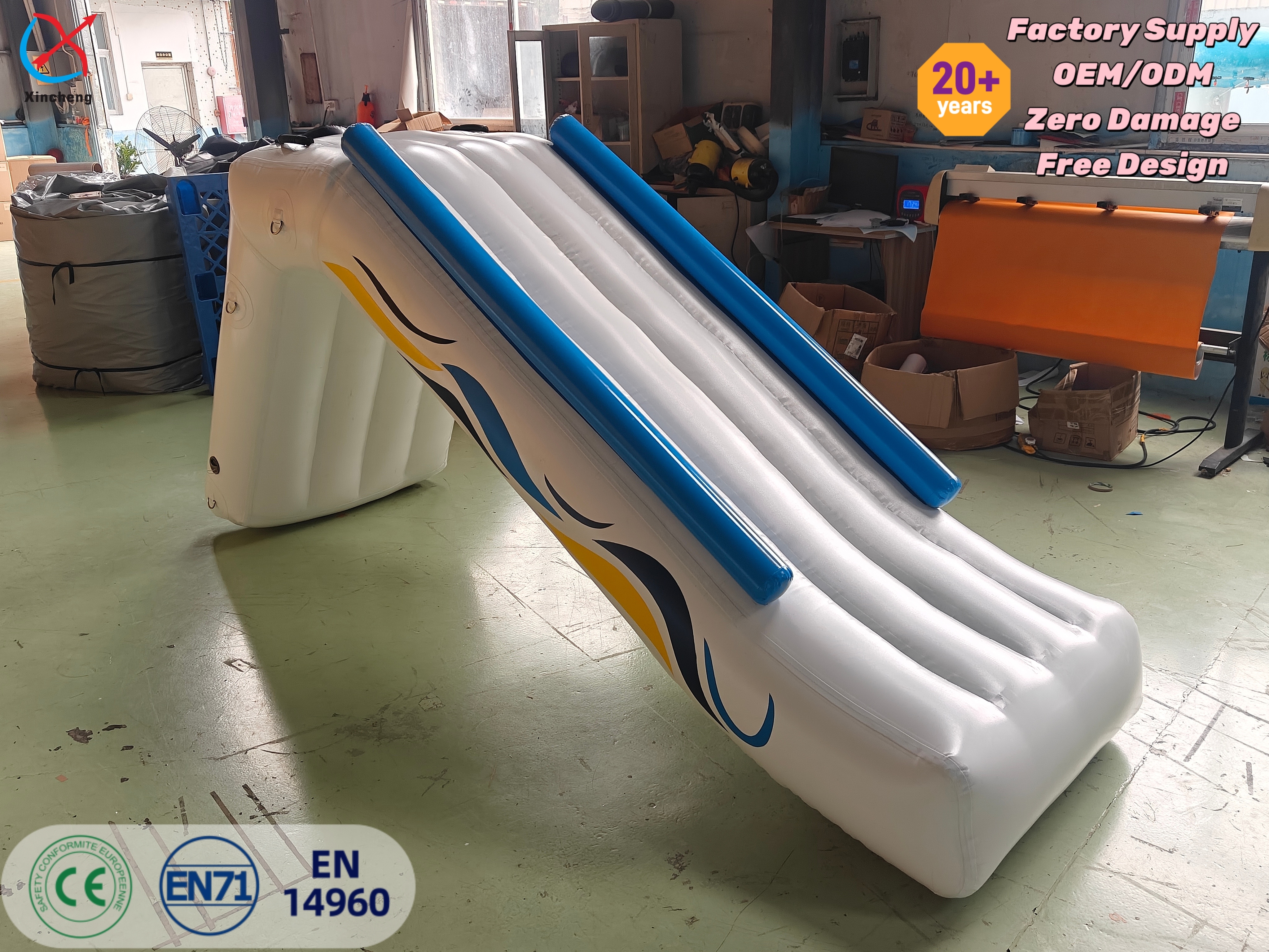 Commercial Inflatable Water Slide Floating Inflatable Yacht Slide For Boat Yacht Pool