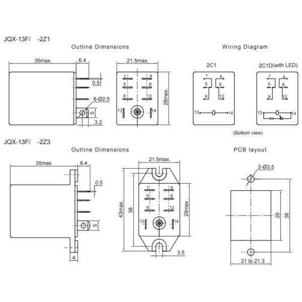 Наивысшая мощность электромагнитного промежуточного реле JQX-13F миниатюрная