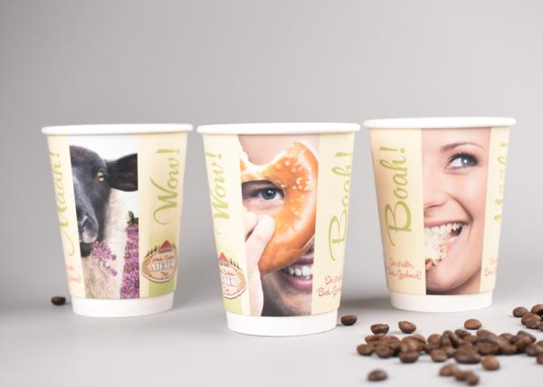 Branding Double Walled Disposable Coffee Cups For Bakeries , Heat Insulation
